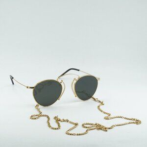 Gucci GG1034S 002 Sunglasses Gold Geometric Frame, Grey Lenses